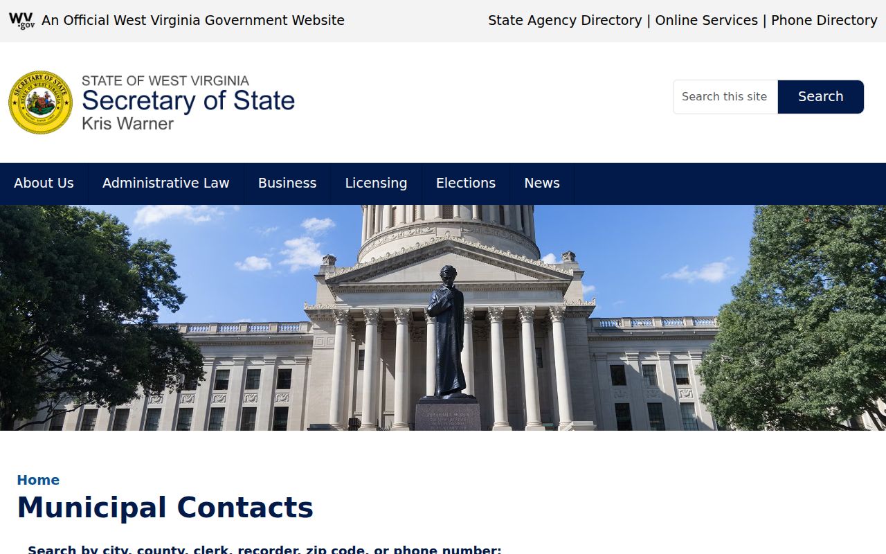 West Virginia municipal contact directory for Ravenswood and Jackson County